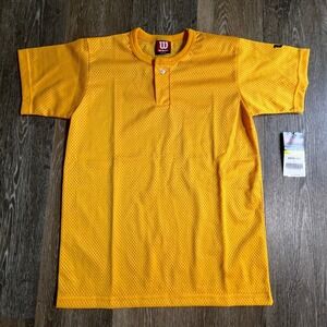 Wilson Baseball Jersey Youth Large Gold Mesh Henley Performance Shirt